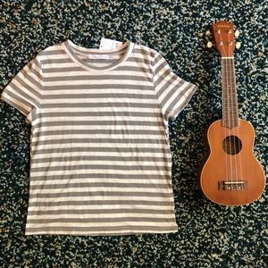 Striped T Shirt - Grey and White